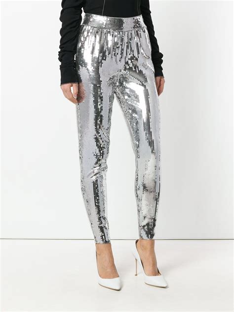 michael kors silver sequin pants|michael kors crepe trousers.